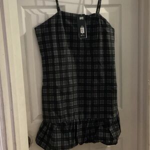 Stylish Black and Gray Plaid Dress